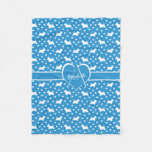 Cobertor De Velo White Scottish Terriers (Scottie Dogs) Blue