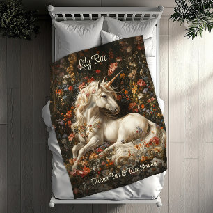 Cobertor De Velo White Unicorn Floral Fantasy Cozy Cavalo Dormindo