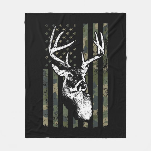 Cobertor De Velo Whitetail Buck Deer Hunting EUA Camouflage América (Frente)