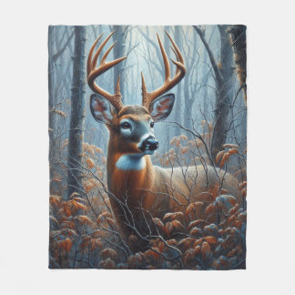 Cobertor De Velo Whitetail Buck em Floresta