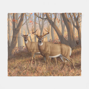 Cobertor De Velo Whitetail Deer Buck & Doe Autumn Mapods