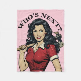Cobertor De Velo “Who’s Next?” Vintage Killer Housewife Pink Throw