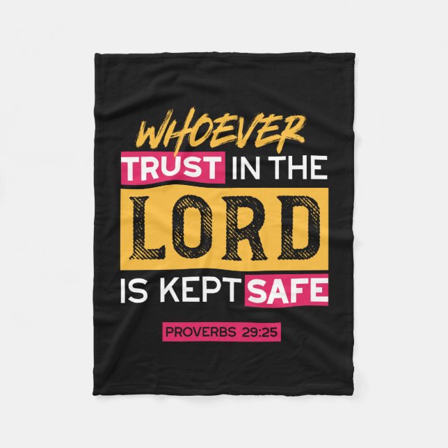 Cobertor De Velo Whoever Trusts in the Lord Is Kept Safe Quote (Frente)
