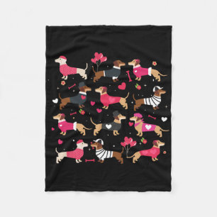 Cobertor De Velo Wiener Dachshund de Cachorro Vestido Corações Feli