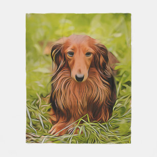 Cobertor De Velo Wiener Dachshund Marrom No Gramado No Jardim Xmas