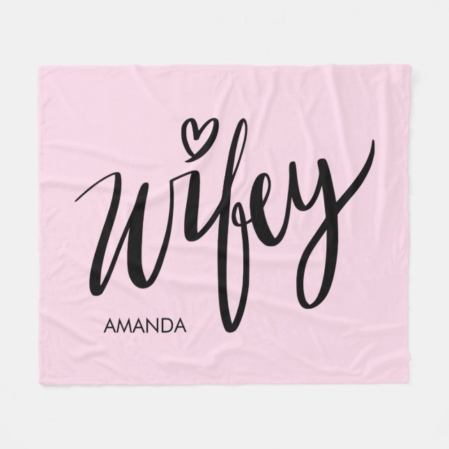 Cobertor De Velo Wifey fleece blanket gift with personalized name (Frente (Horizontal))