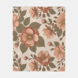 Cobertor De Velo Wild Rose Blooms In Earthy Shades Of Terracotta 