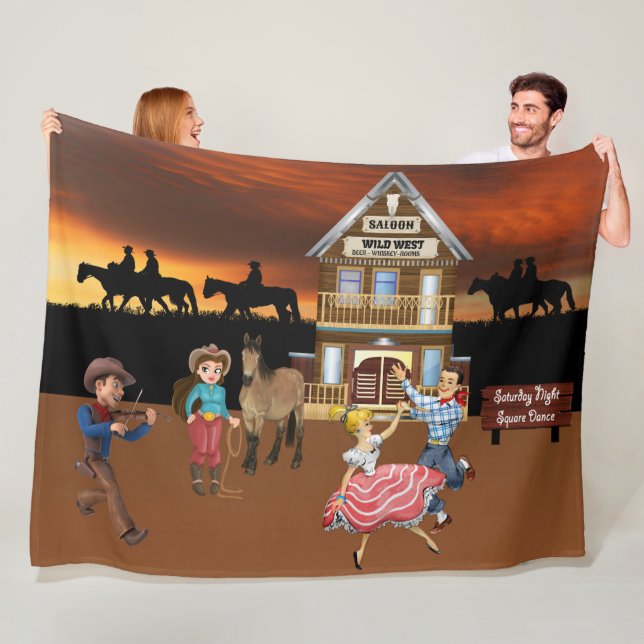 Cobertor De Velo Wild West Jamboree Fleece Blanket (In Situ)