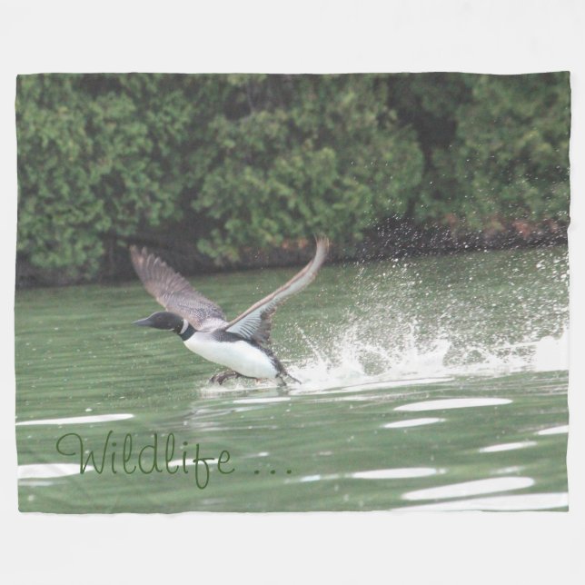 Cobertor De Velo Wildlife Loon Throw Blanket (Frente (Horizontal))