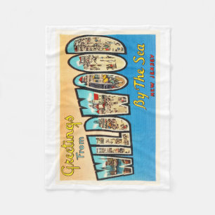 Cobertor De Velo Wildwood pelo cartão do vintage de New-jersey NJ