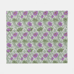 Cobertor De Velo William Morris Chrysanthemum Floral Purple Green
