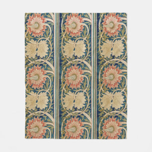 Cobertor De Velo William Morris Floral de Seda Rosa Embutido Antigo