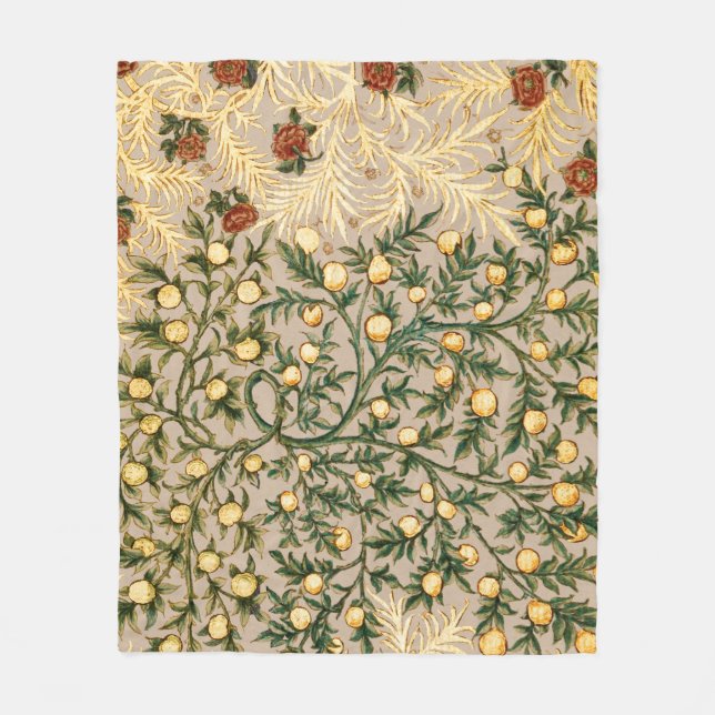 Cobertor De Velo William Morris Floral Frutas Jardim Flor Clássico (Frente)