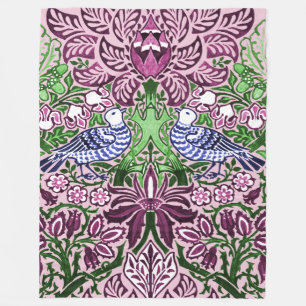 Cobertor De Velo William Morris Folk Art Birds Flores Bolotas