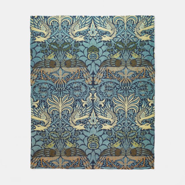Cobertor De Velo William Morris Peacock and Dragon Woven Design (Frente)