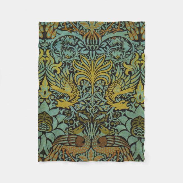 Cobertor De Velo William Morris Peacock Dragon Wallpaper (Frente)