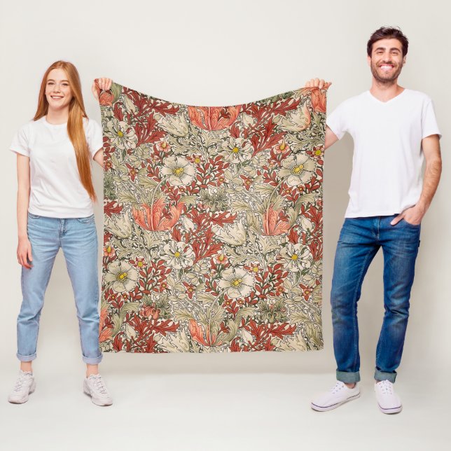 Cobertor De Velo William Morris Primavera Compton Flower Vermelho (In Situ)