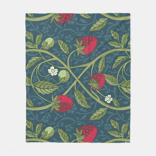 Cobertor De Velo William Morris Style Strawberry Floral Patterno (Frente)