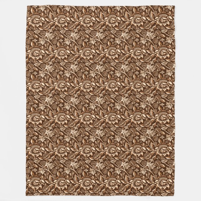 Cobertor De Velo William Morris Sunflower, Chocolate Brown & Beige (Frente)