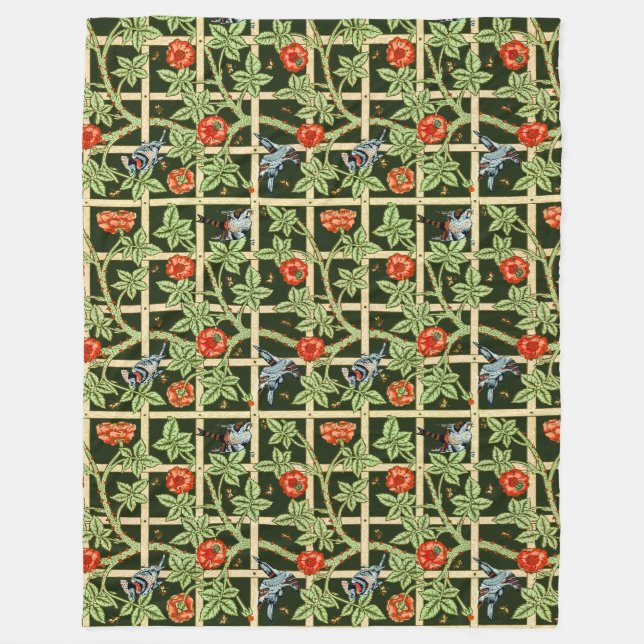 Cobertor De Velo William Morris Trellis Pattern em Verde (Frente)