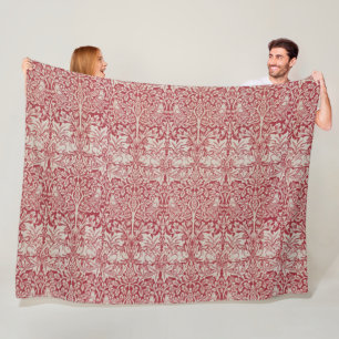 Cobertor De Velo William Morris Vintage Animais Aves Coelhos Rosa