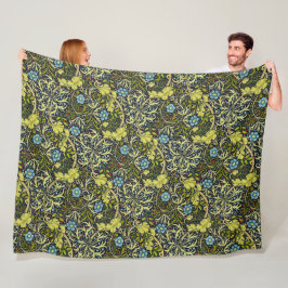 Cobertor De Velo William Morris Vintage Floral Blue Seaweed