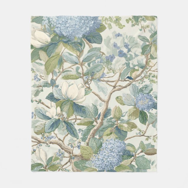 Cobertor De Velo Willow Little Magnolia Wallpaper Floral Coastal  (Frente)
