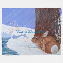 Cobertor De Velo Winter Wonderland ... Brrr... Bunny Fleece Blanket