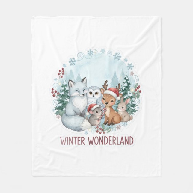 Cobertor De Velo Winter Woodland Creatures Cozy Fleece Blanket (Frente)