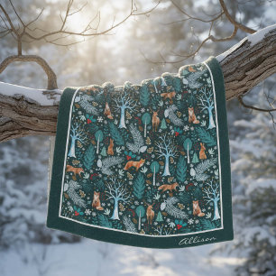 Cobertor De Velo Winter Woodland Teal/Dourado ID785