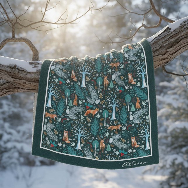 Cobertor De Velo Winter Woodland Teal/Dourado ID785 (Criador carregado)