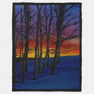 Cobertor De Velo Wintery Woods no Sunset 60x80"grande