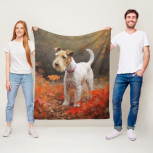 Cobertor De Velo Wirefox Terrier no Outono Folhas Caídas Inspiram 