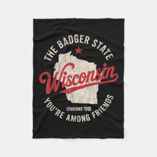 Cobertor De Velo Wisconsin Badger State Retro Star Men Crianças B