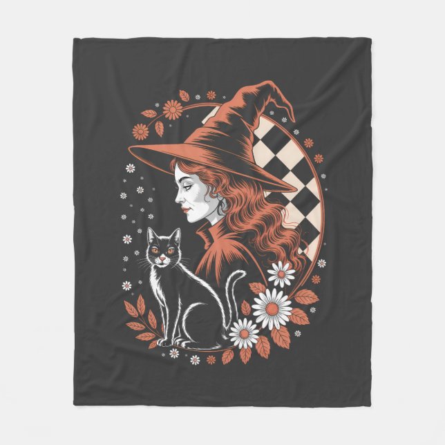 Cobertor De Velo Witch Checkered Halloween (Frente)