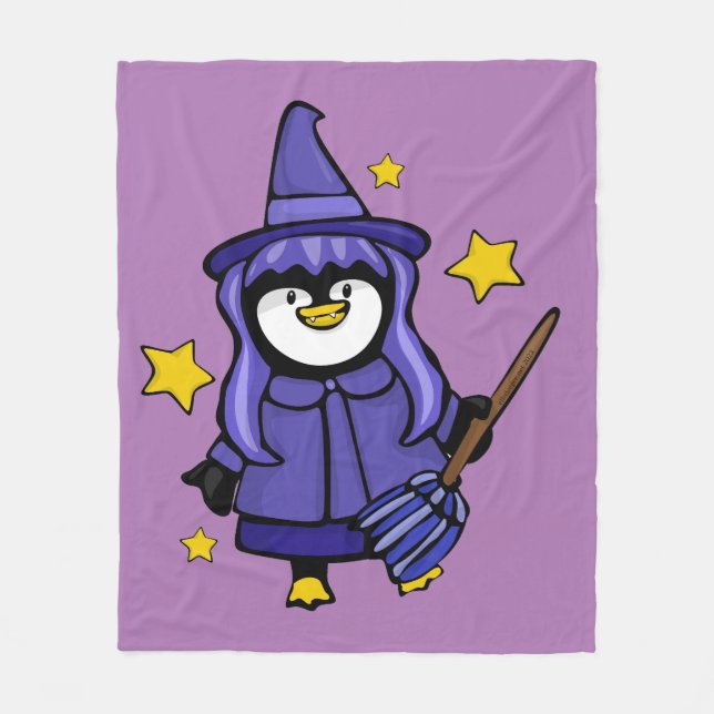 Cobertor De Velo Witchy Halloween Penguin Fleece Blanket (Frente)