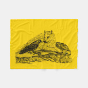 Cobertor De Velo Wolf e Raven - Design preto e amarelo