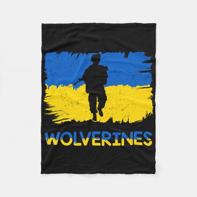 Cobertor De Velo Wolverines Apoiam a Ucrânia Apoiam a Ucrânia Stand (Frente)