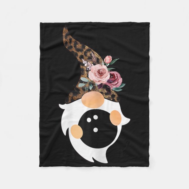 Cobertor De Velo Women Girls Cute Bowling And Gnome With Leopard Fl (Frente)