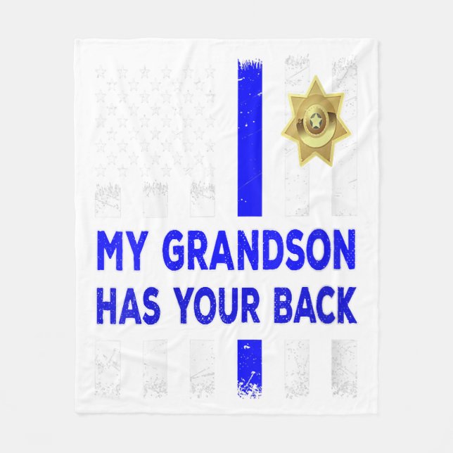 Cobertor De Velo Women Police Officer Grandparents My Grandson Gift (Frente)