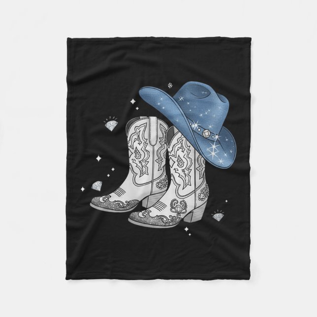 Cobertor De Velo Womens Denim &amp; Ouros Black Tee Western Cowg (Frente)