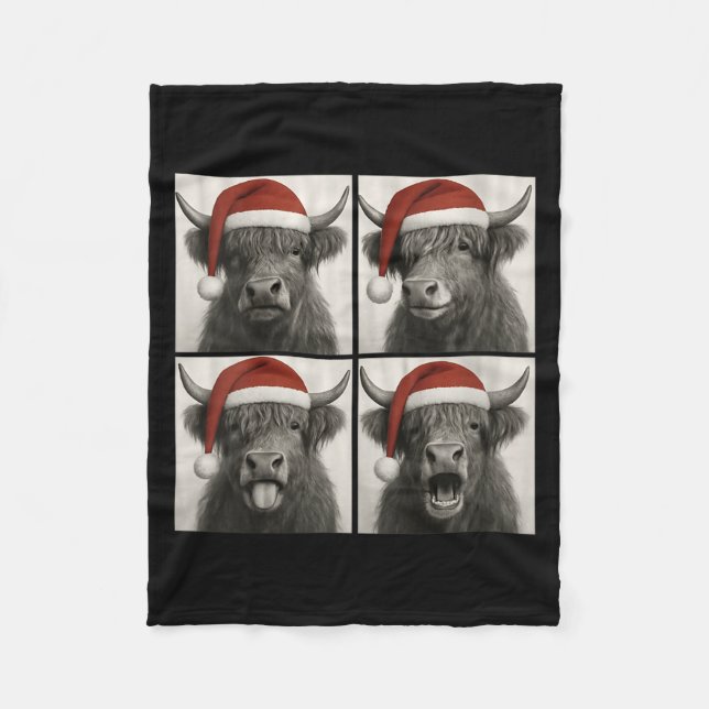 Cobertor De Velo Womens Funny Christmas Highland Cow Santa Photo Bo (Frente)