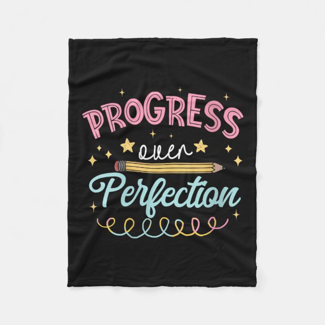 Cobertor De Velo Womens Progress Over Perfection Motivational Teach (Frente)