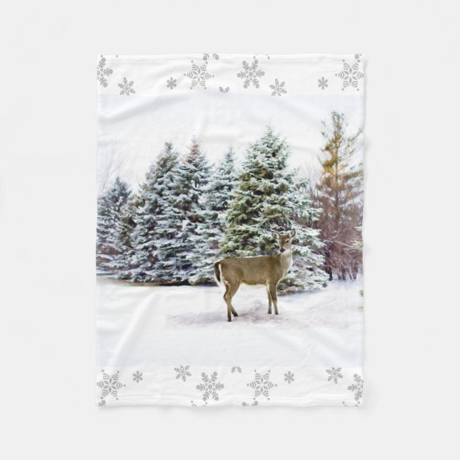 Cobertor De Velo Wonderland de inverno com Deer Fleece Blanket (Frente)