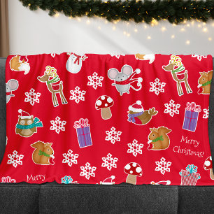 Cobertor De Velo Woodland Animal Padrão Red Merry Natal