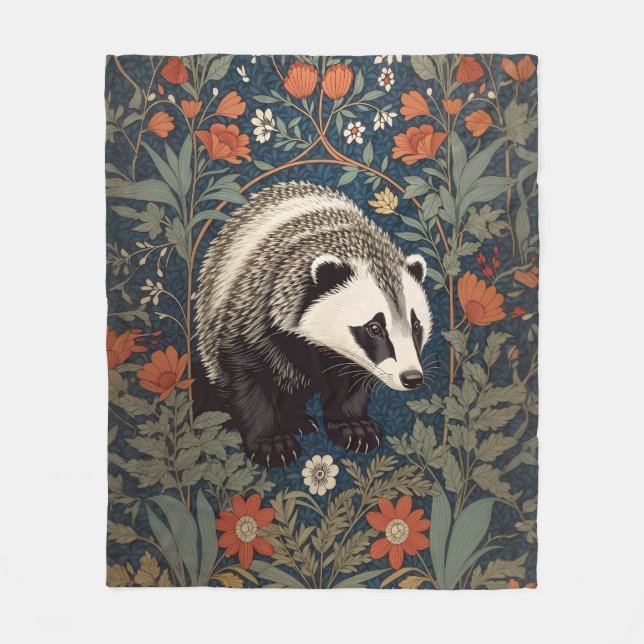 Cobertor De Velo Woodland Badger William Morris Inspirou (Frente)