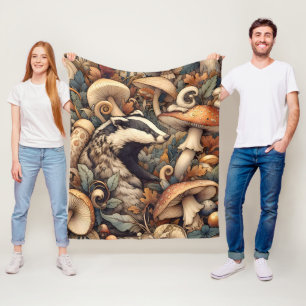 Cobertor De Velo Woodland Nature Cores Cogumelos Badger Whimsic