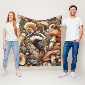 Cobertor De Velo Woodland Nature Cores Cogumelos Badger Whimsic