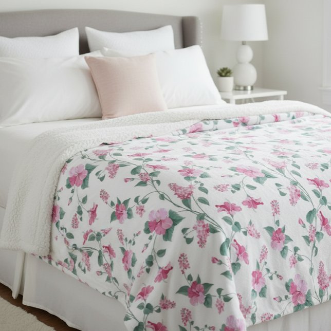 Cobertor De Velo wool blanket, floral print blanket, pink blanket (Criador carregado)