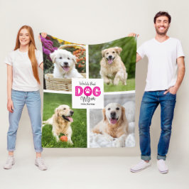 Cobertor De Velo World’s Best Dog Mom 4 Photo Pink Type on White